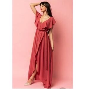 Baltic Born Katya Ruffle Maxi Dress Rosewood Tie Waist dress size XXXL